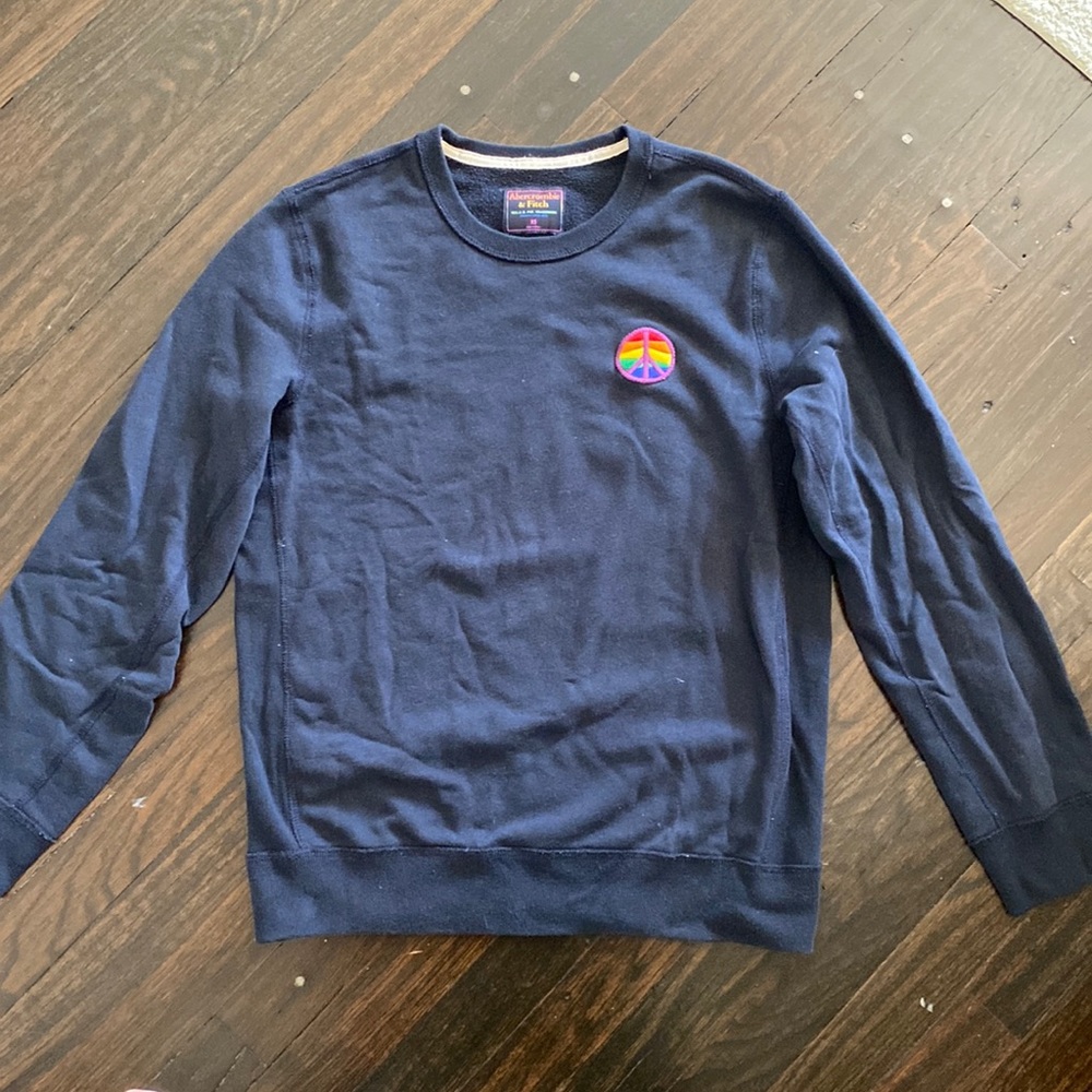 Abercrombie navy sweatshirt with rainbow peace patch